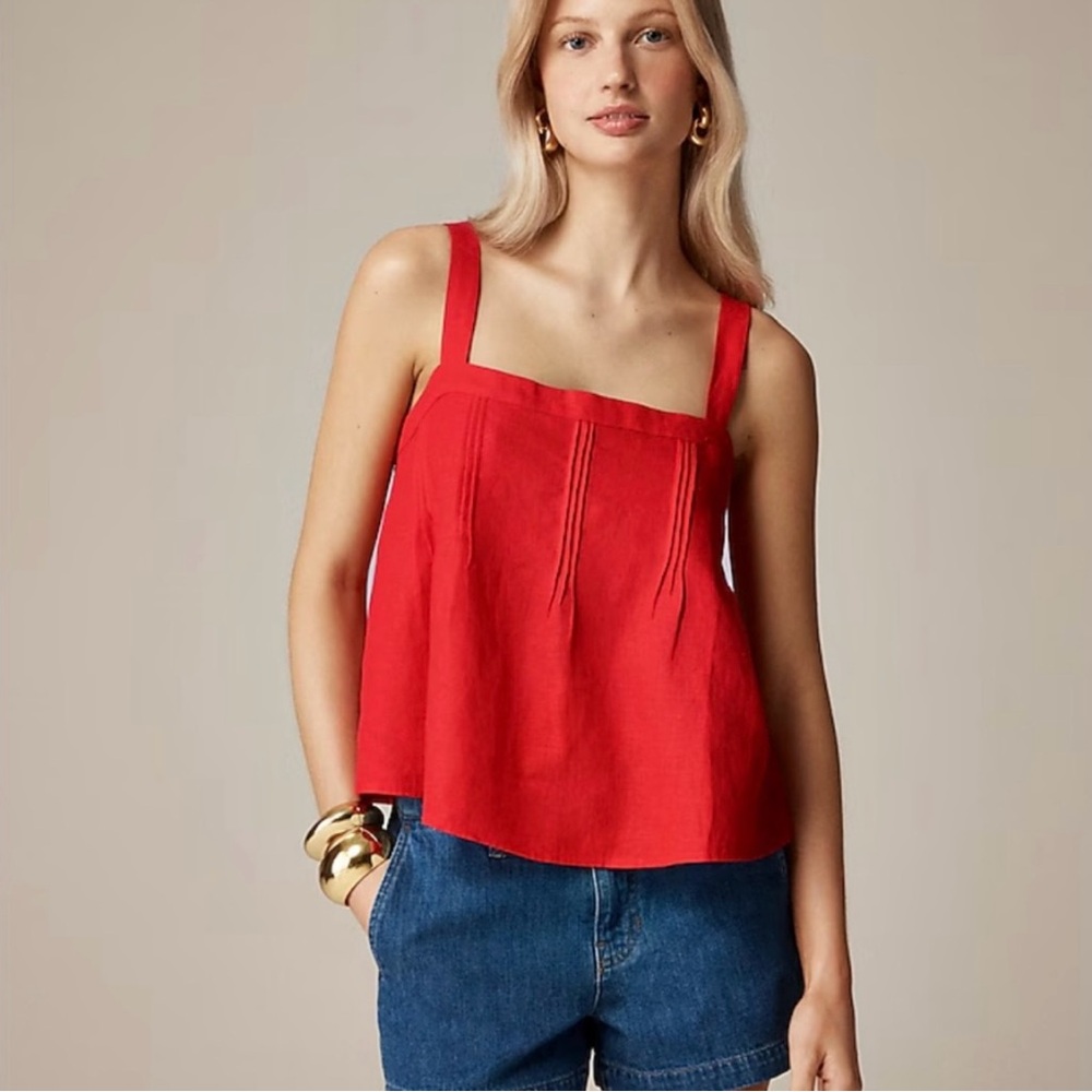 NWTGS Bow-back linen top, Vintage Red Color by J. Crew